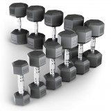 Ряд гантелей гексагональных UNIX Fit обрезиненные от 2,5 до 25 кг Ряд гантелей гексагональных UNIX Fit обрезиненные от 2,5 до 25 кг