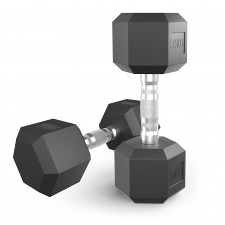 Гантель гексагональная UNIX Fit обрезиненная 10 кг, 2 шт. Гантель гексагональная UNIX Fit обрезиненная 10 кг, 2 шт.