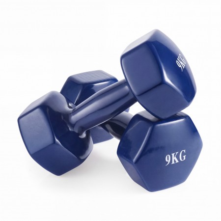 Гантель неразборная 9 кг. винил (2 штуки) VictoryFit VF-DV090-2