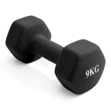 Гантель неразборная гексагональная неопрен 9 кг (черная) VictoryFit VF-DHN090