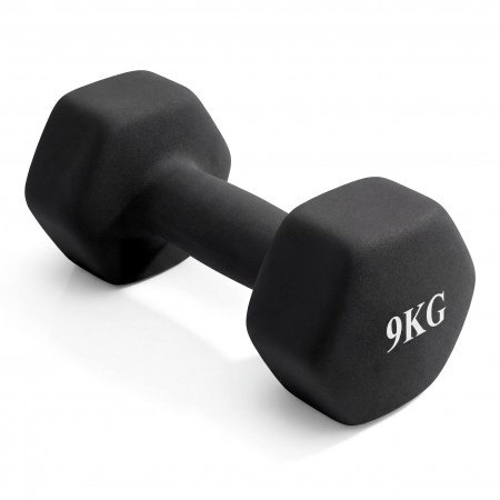 Гантель неразборная гексагональная неопрен 9 кг (черная) VictoryFit VF-DHN090