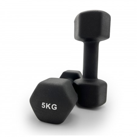 Гантель UNIX Fit неопреновая 5 кг черный, 2 шт.