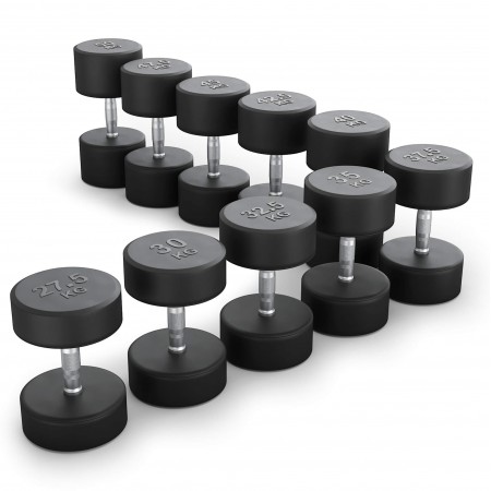 Ряд гантелей круглых UNIX Fit обрезиненные от 27,5 до 50 кг Ряд гантелей круглых UNIX Fit обрезиненные от 27,5 до 50 кг