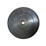 Диск обрезиненный, чёрного цвета, 26 мм, 15 кг  Atlet