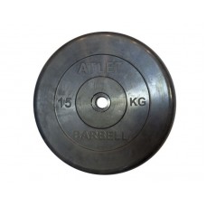 Диск обрезиненный, чёрного цвета, 31 мм, 15 кг Atlet
