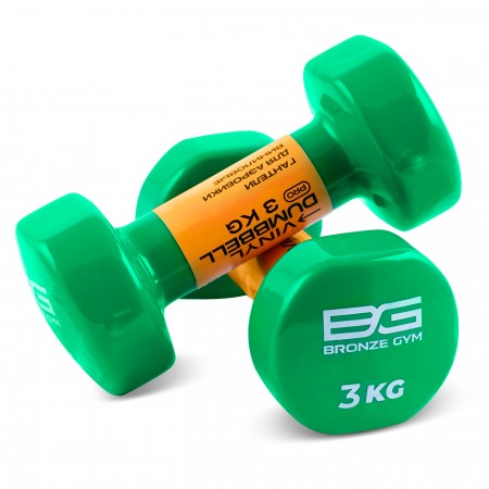 Гантели для аэробики виниловые BRONZE GYM,3 кг., пара.