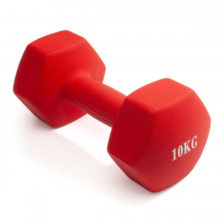 Гантель неразборная гексагональная неопрен 10 кг (красная) VictoryFit VF-DHN100
