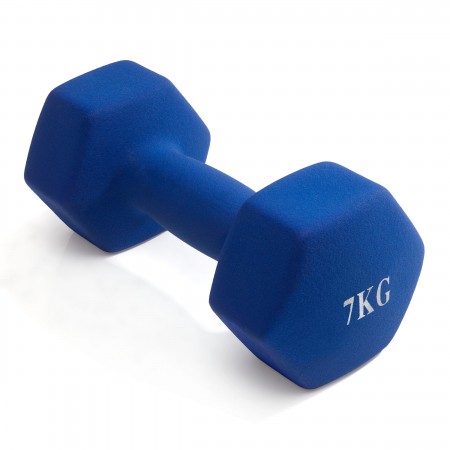 Гантель неразборная гексагональная неопрен  7 кг (синяя) VictoryFit VF-DHN070