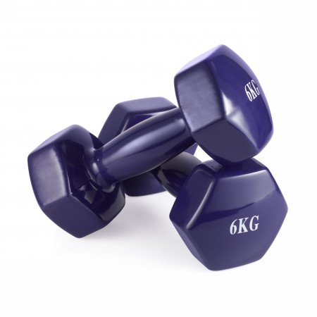 Гантель неразборная 6 кг. винил (2 штуки) VictoryFit VF-DV060-2