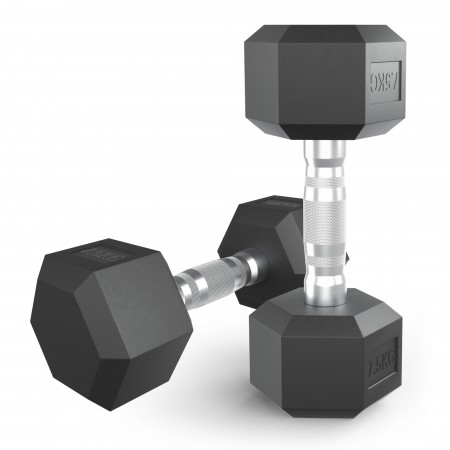 Гантель гексагональная UNIX Fit обрезиненная 7,5 кг, 2 шт.