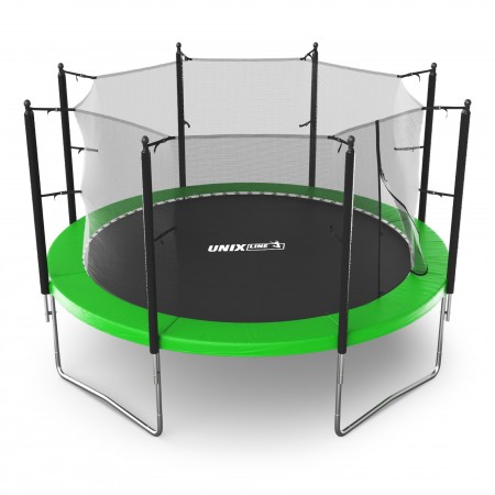 Батут UNIX Line Simple 12 ft (366 см) с внутренней защитной сеткой, зеленый