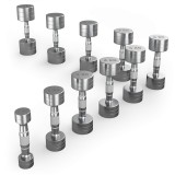 Ряд гантелей круглых UNIX Fit хромированных от 1 до 10 кг