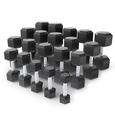 Ряд гантелей гексагональных UNIX Fit обрезиненные от 2,5 до 50 кг