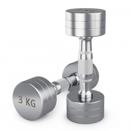 Гантель UNIX Fit PRO круглая хромированная 3 кг, 2 шт.