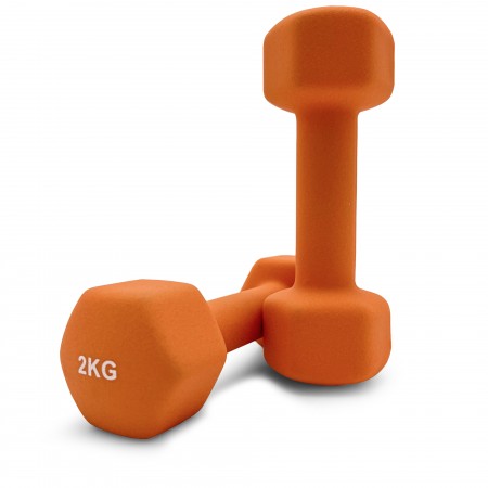 Гантель UNIX Fit неопреновая 2 кг оранжевый, 2 шт.