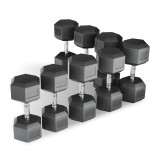 Ряд гантелей гексагональных UNIX Fit обрезиненных от 12,5 до 30 кг Ряд гантелей гексагональных UNIX Fit обрезиненных от 12,5 до 30 кг