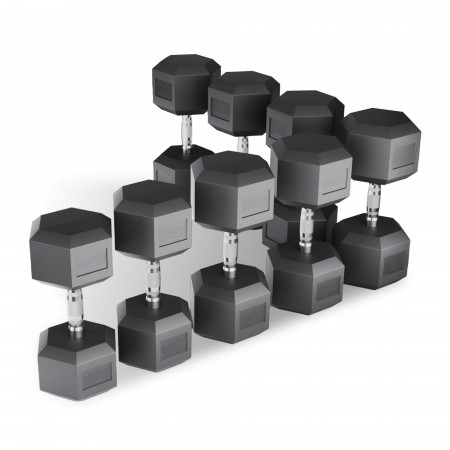 Ряд гантелей гексагональных UNIX Fit обрезиненных от 12,5 до 30 кг