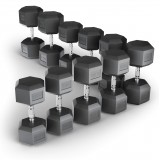 Ряд гантелей гексагональных UNIX Fit обрезиненные от 27,5 до 50 кг Ряд гантелей гексагональных UNIX Fit обрезиненные от 27,5 до 50 кг