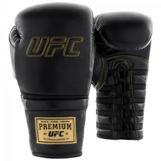 UFC Премиальные тренировочные перчатки на шнуровке черные - 16 Oz