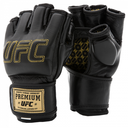 UFC Премиальные MMA тренировочные перчатки 6 унций чёрные S/M