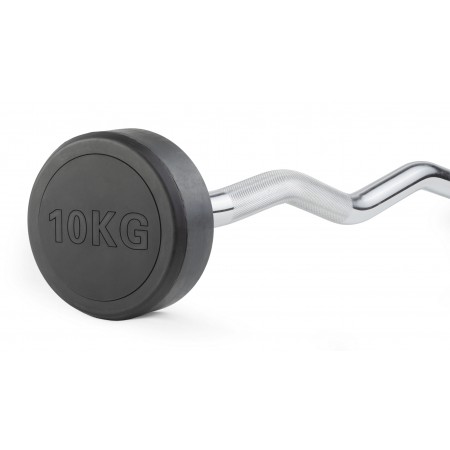 Штанга неразборная обрезиненная 10 кг. Изогнутый гриф. VictoryFit VF-DX5100