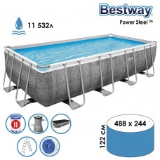 Каркасный бассейн Bestway Power Steel 56996, 488x244x122 см (комплект)