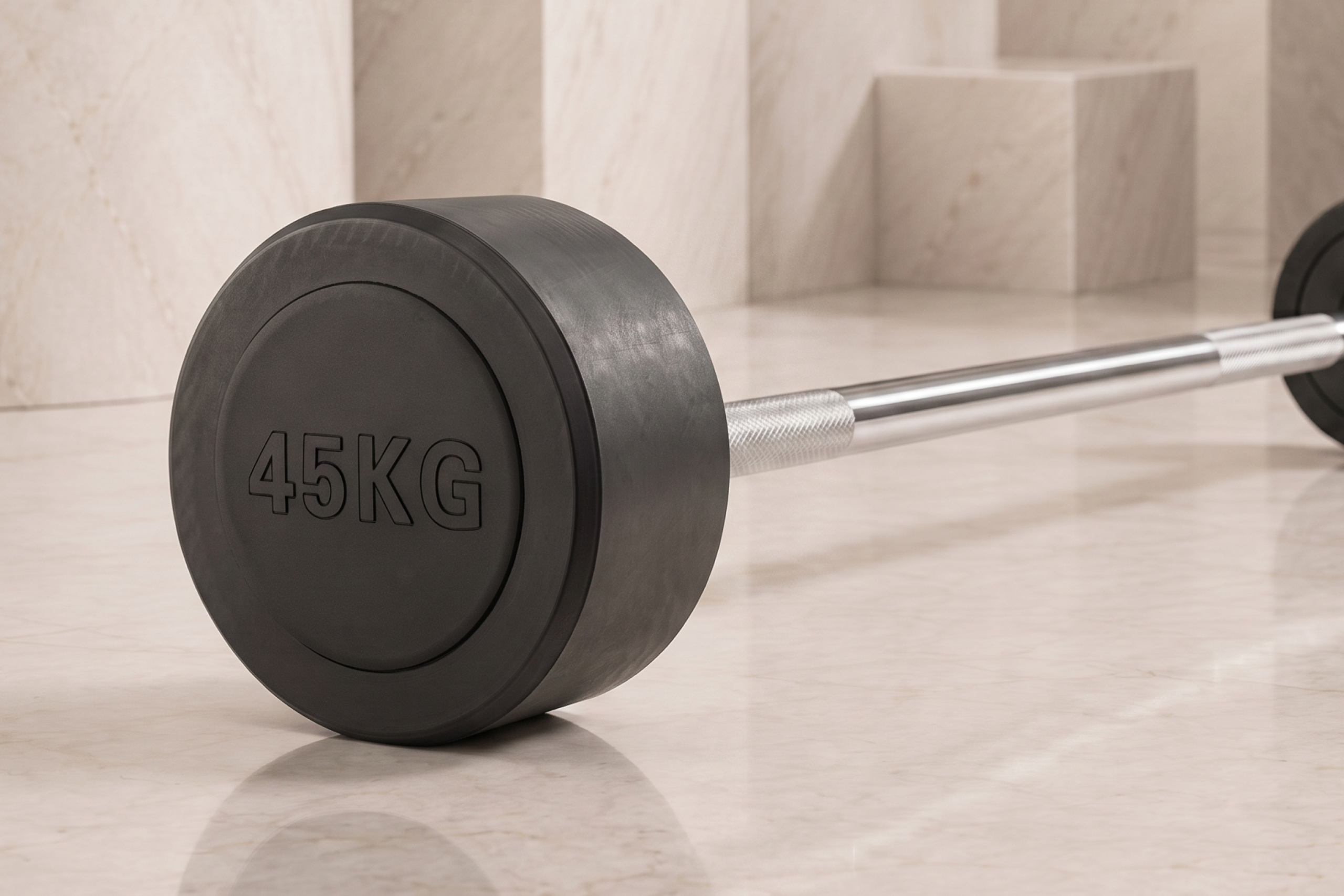 Штанга неразборная обрезиненная 45 кг. Прямой гриф. VictoryFit VF-DX4450
