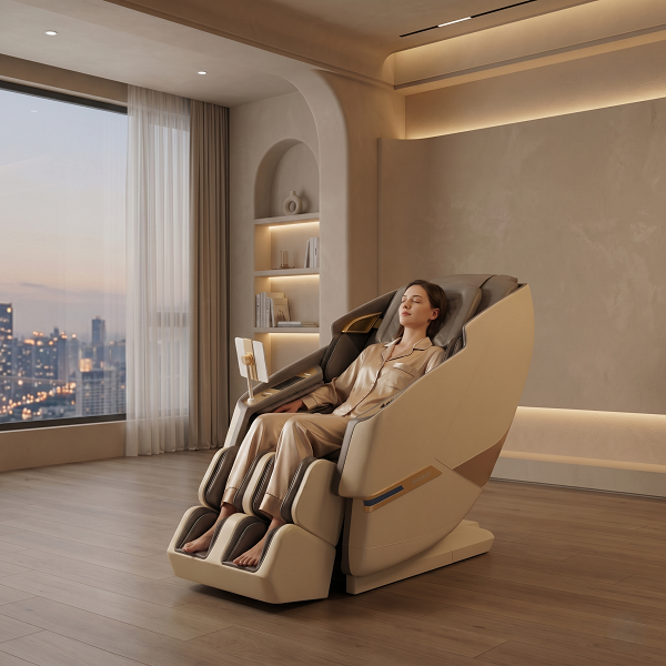 Массажное кресло Meridien, HOKKAIDO, белое с серым