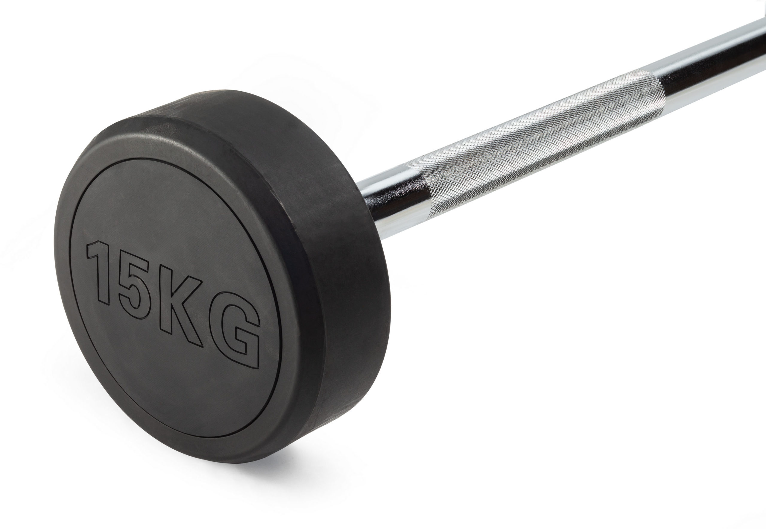 Штанга неразборная обрезиненная 15 кг. Прямой гриф. VictoryFit VF-DX4150