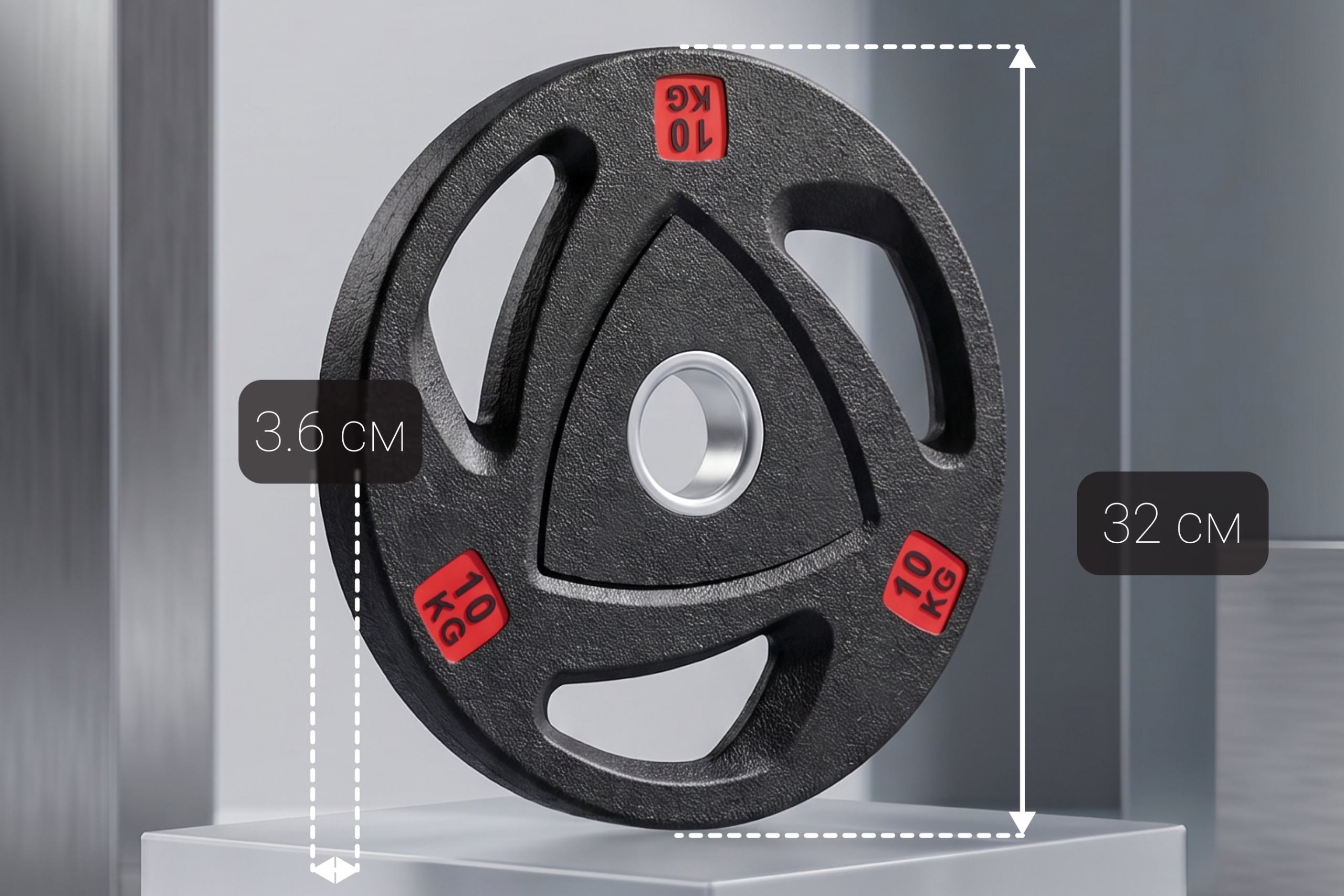 Диск 51 мм. NEO обрезиненный с 3-мя хватами 10 кг, VictoryFit VF-ST51100