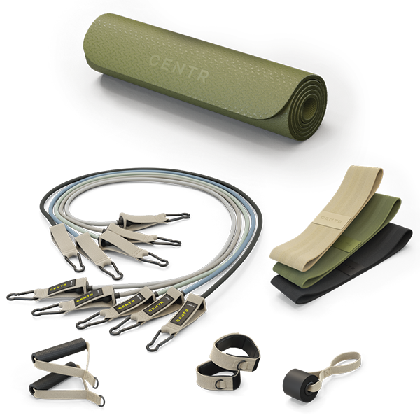 Коврик для фитнеса, фитнес резинки, эспандеры, фитнес набор CENTR, Fitness Kit
