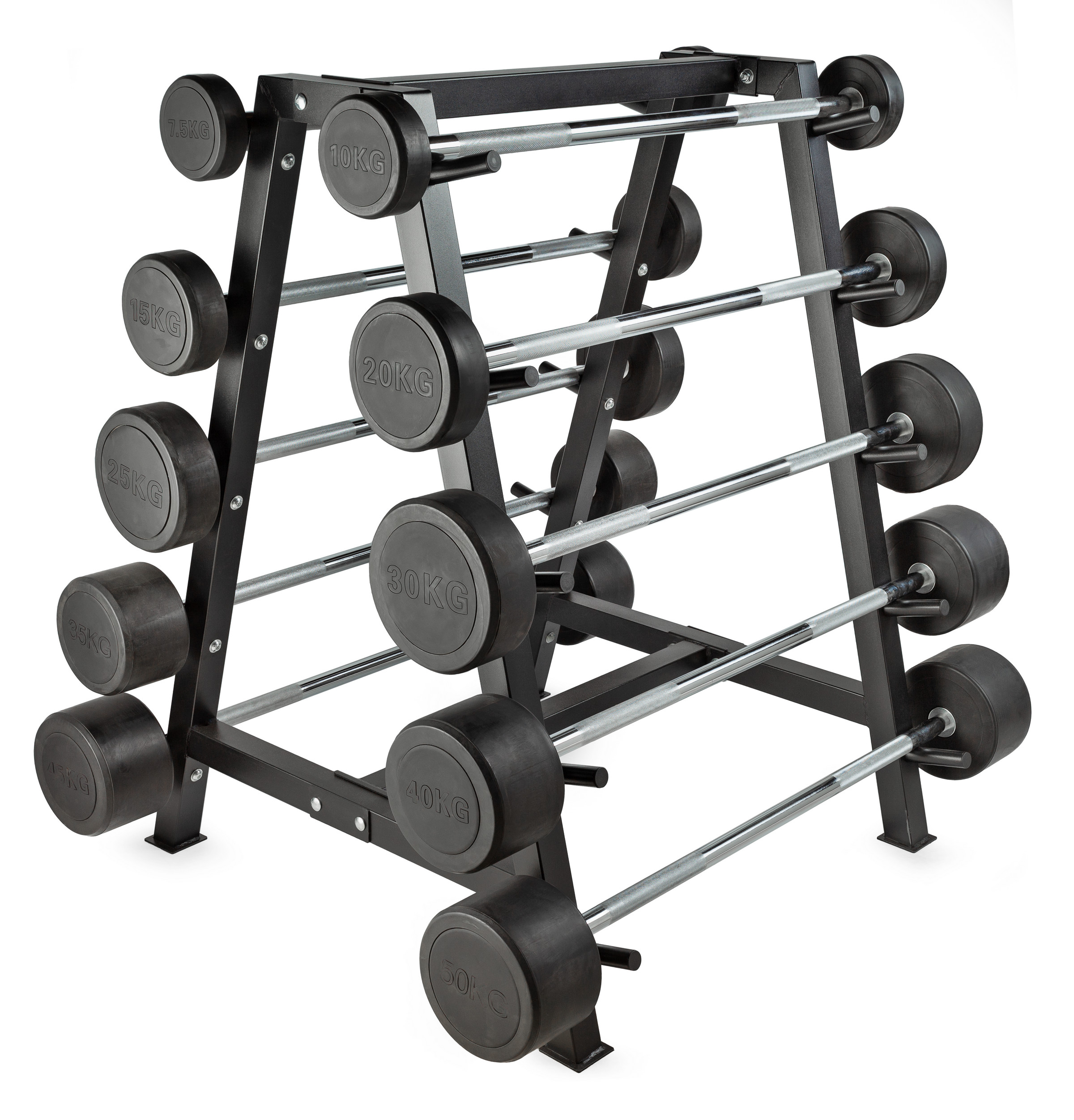 Штанга неразборная обрезиненная 45 кг. Изогнутый гриф. VictoryFit VF-DX5450